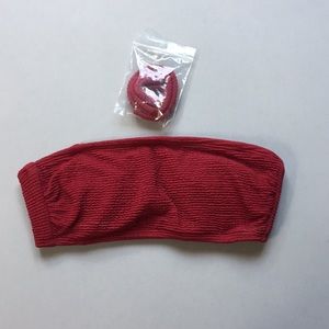 Maroon red bikini top w/ removable straps